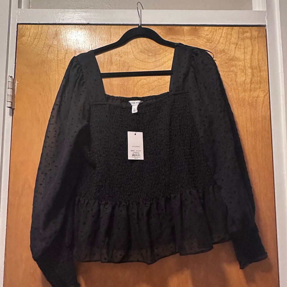 Black Smocked Top
